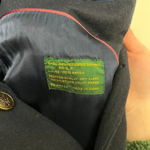 Ardsley Men Navy Blue Blazer 44R Single Breast Wool Blend Sport Coat Gold Button - Picture 7 of 8